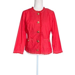 Joan Rivers Blazer – Vibrant Red & Gold – Size 6 (M)